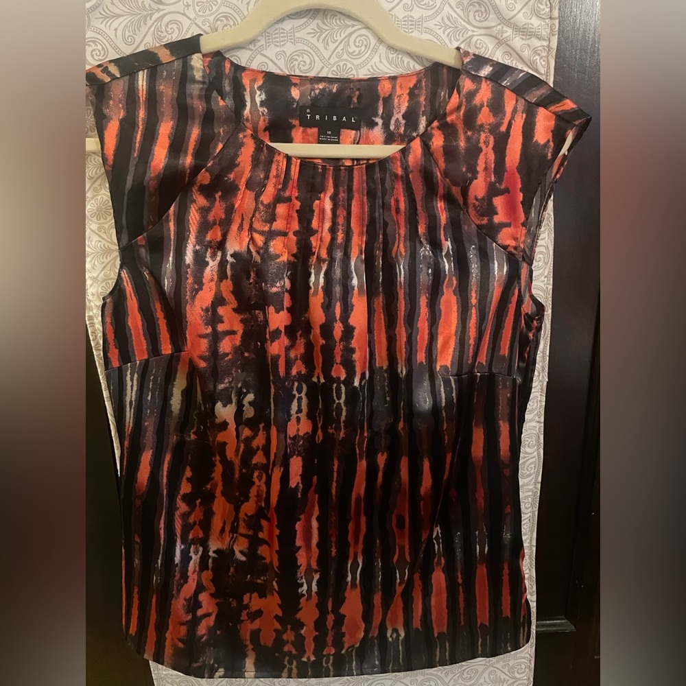 Tribal Vibrant Red and Black Artistic Top